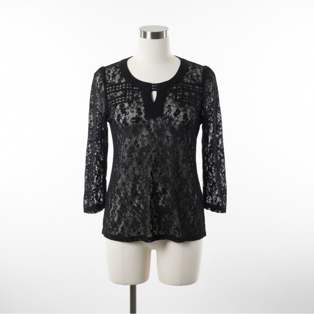 Witchy Goth Black Lace Sheer Women's Top Goblin Core Dark Academia Layering